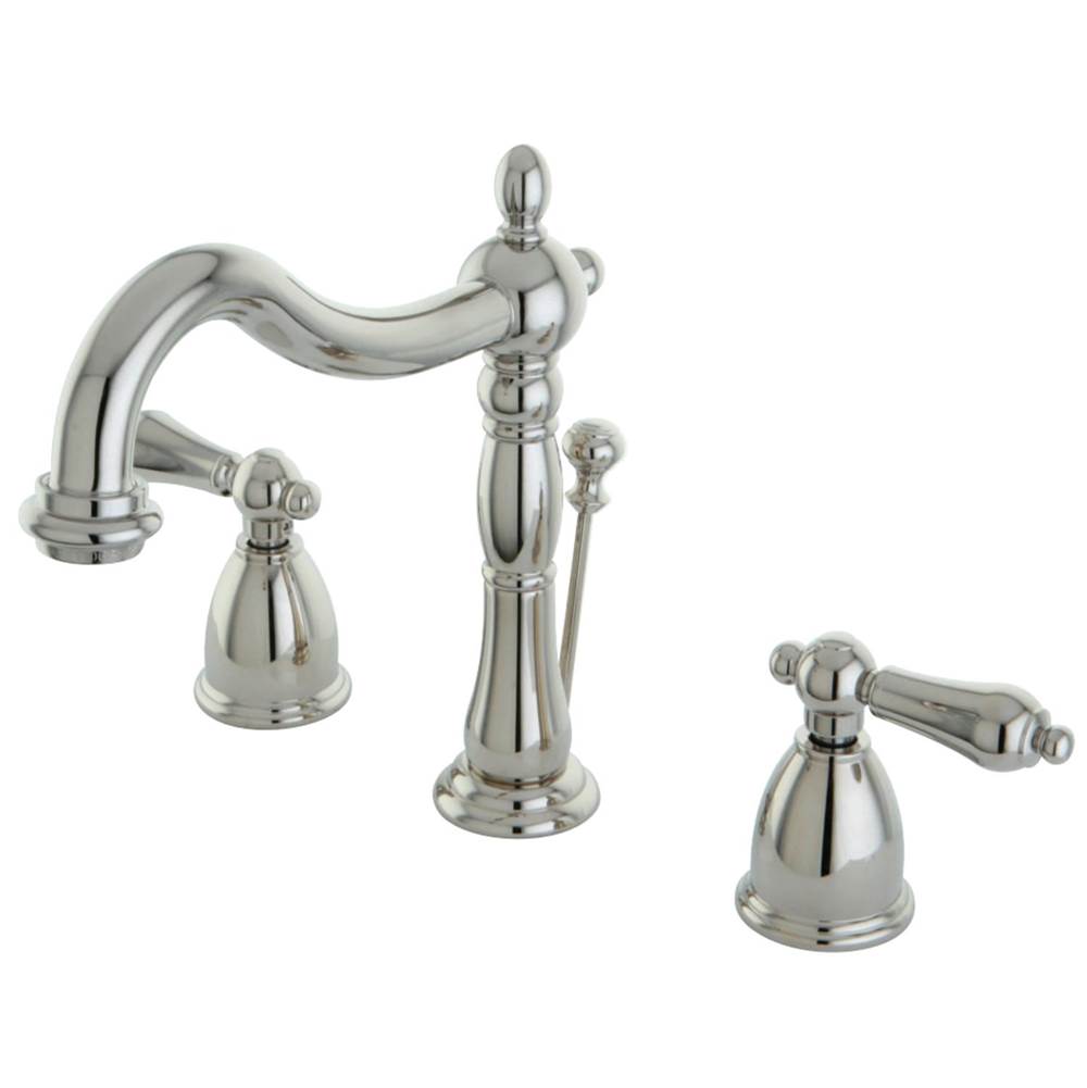 Kingston Brass Heritage Widespread Bathroom Faucet with Brass Pop-Up, Polished Nickel