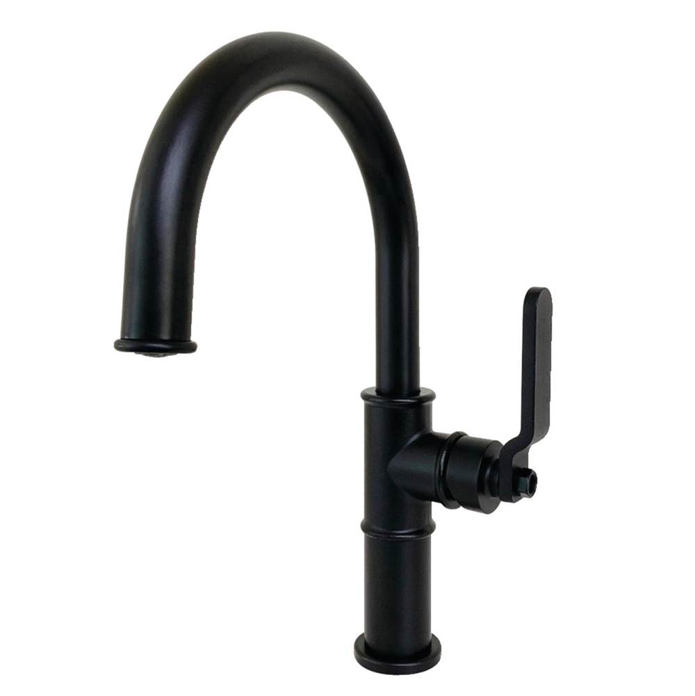 Kingston Brass Whitaker Single-Handle Bathroom Faucet with Push Pop-Up, Matte Black