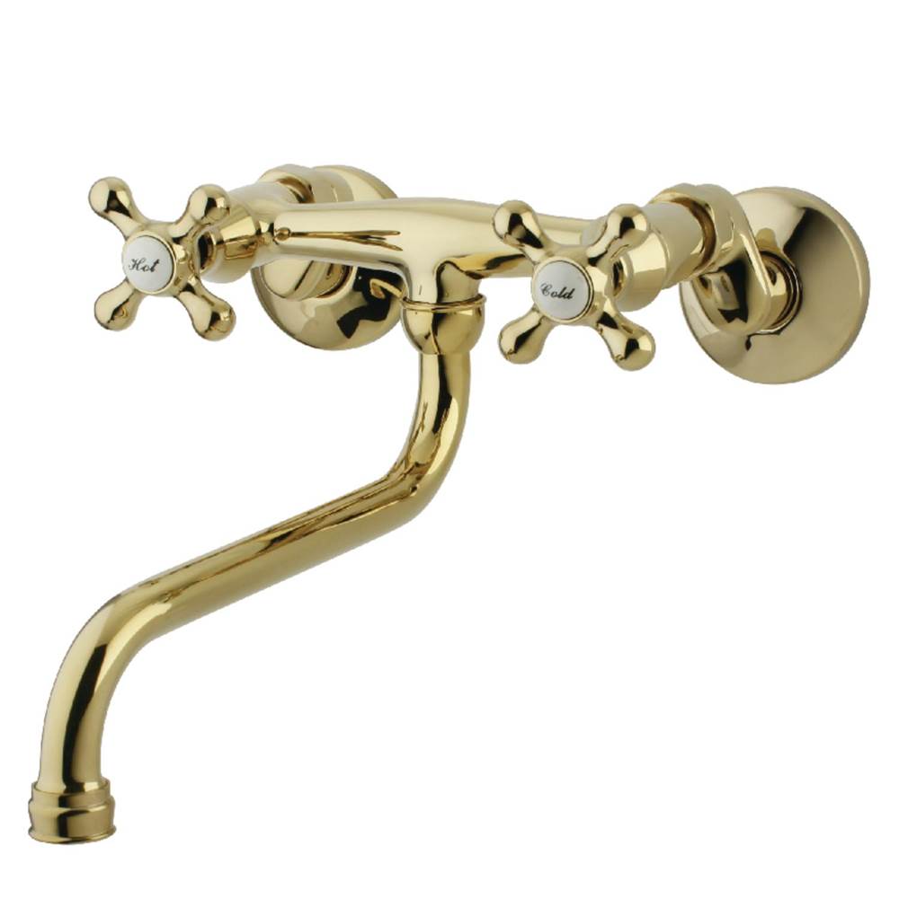 Kingston Brass Kingston Two Handle Wall Mount Bathroom Faucet, Polished Brass