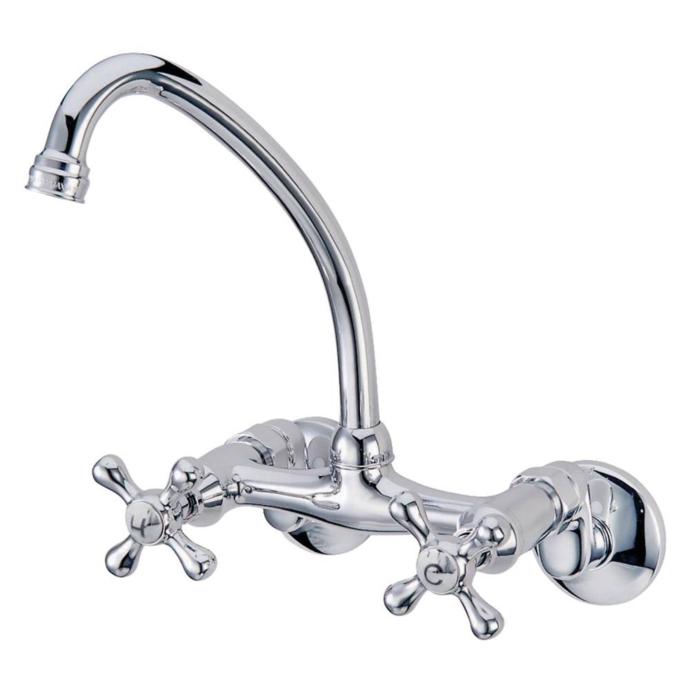 Kingston Brass Kingston 6-Inch Adjustable Center Wall Mount Kitchen Faucet, Polished Chrome