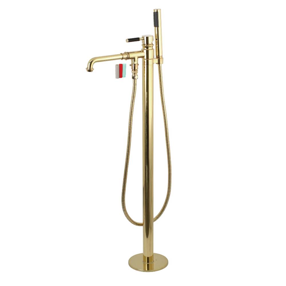 Kingston Brass Kaiser Freestanding Tub Faucet with Hand Shower, Polished Brass