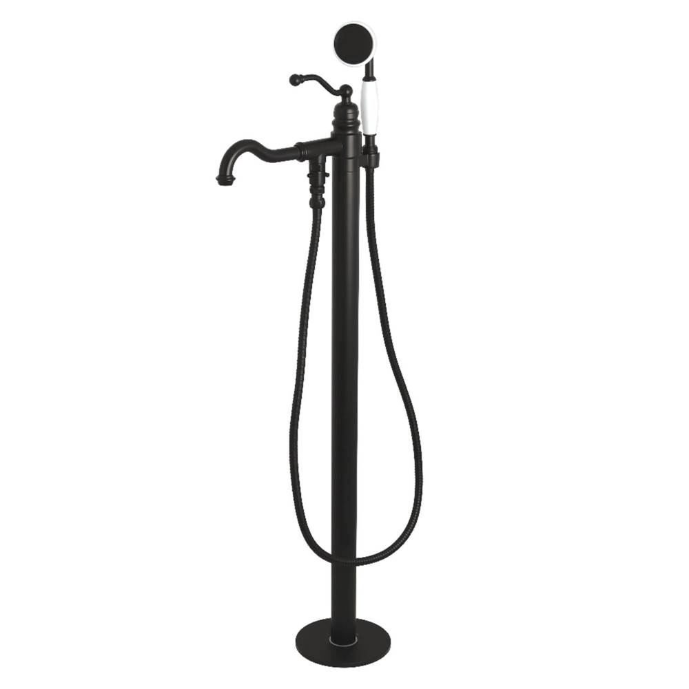 Kingston Brass English Country Freestanding Tub Faucet with Hand Shower, Matte Black
