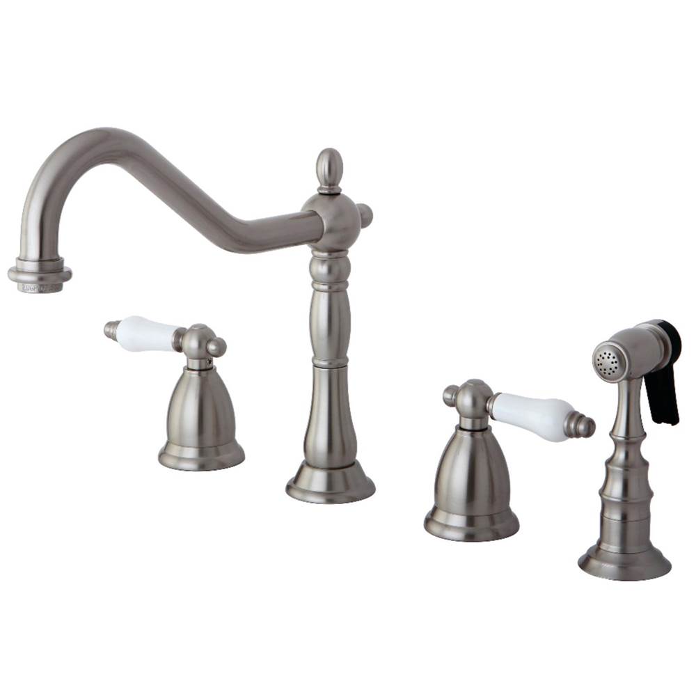 Kingston Brass Widespread Kitchen Faucet, Brushed Nickel