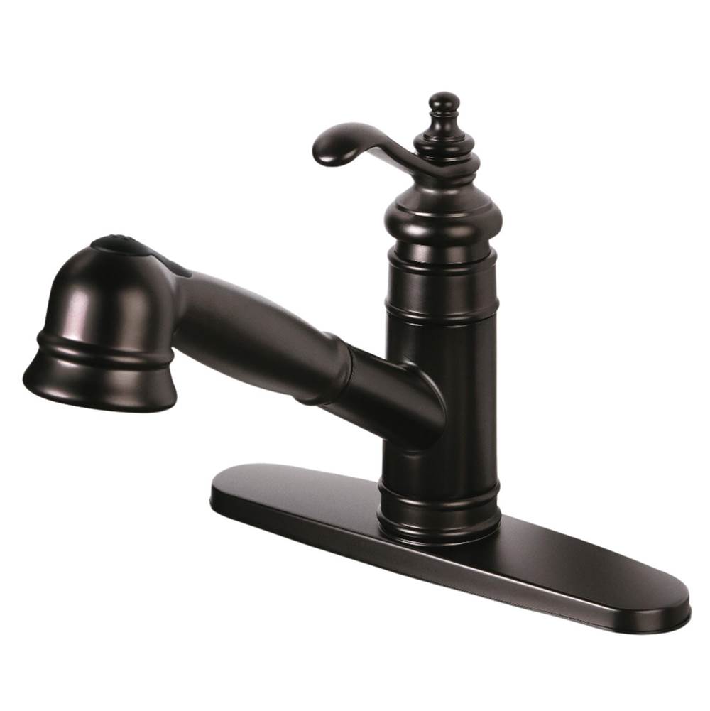 Kingston Brass Gourmetier Templeton Single-Handle Pull-Out Kitchen Faucet, Oil Rubbed Bronze