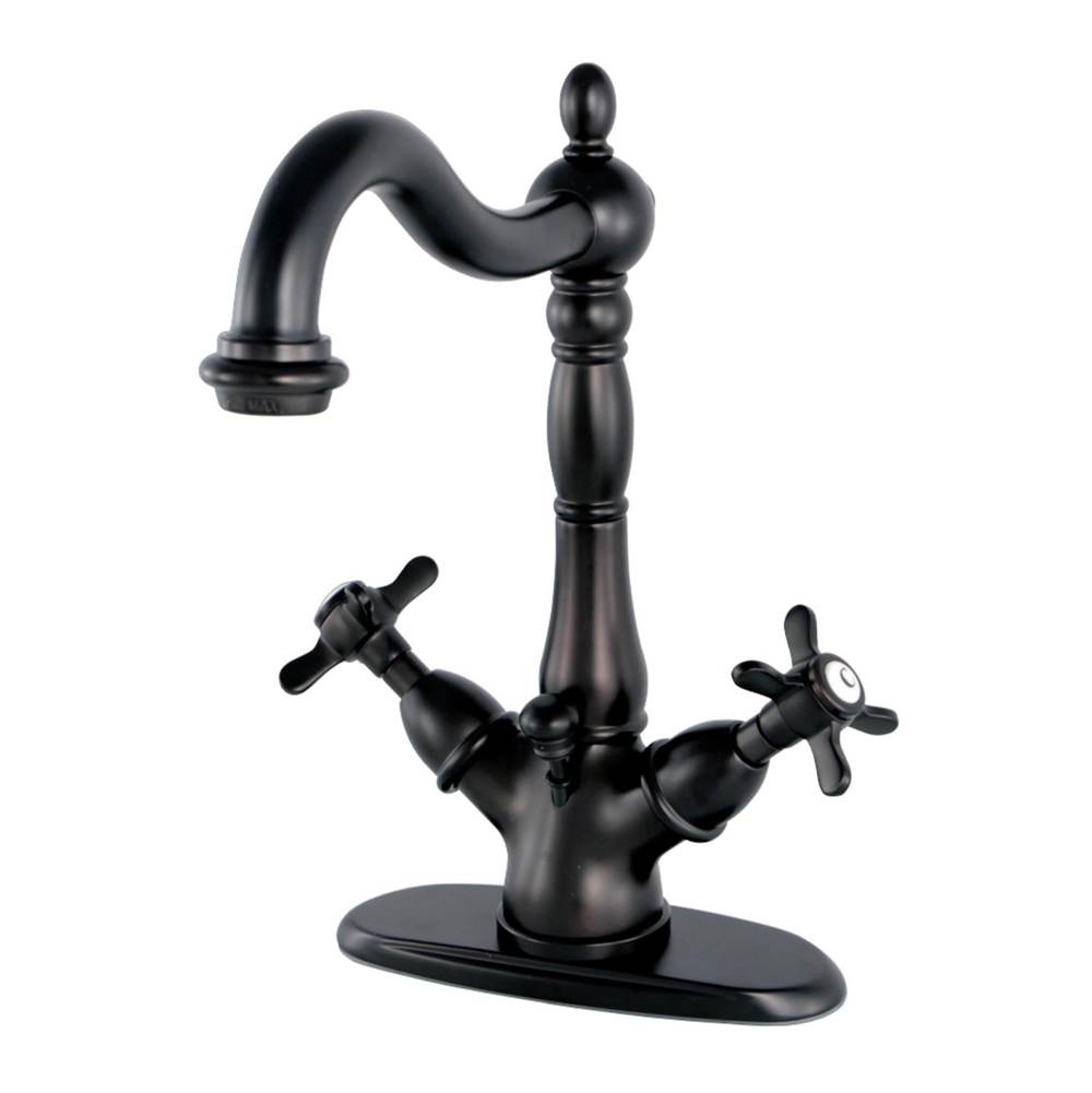 Kingston Brass Essex Two-Handle Bathroom Faucet with Brass Pop-Up and Deck Plate, Oil Rubbed Bronze