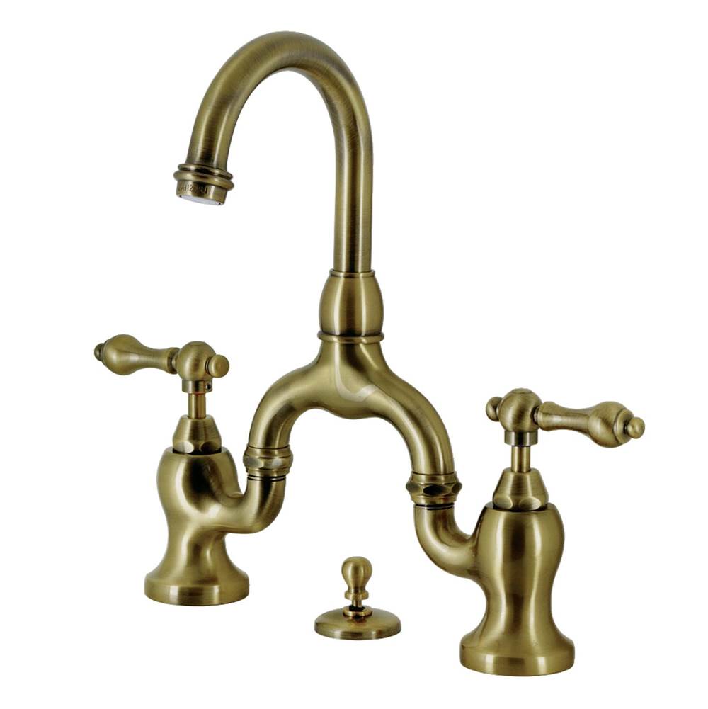Kingston Brass Kingston Brass KS7993AL English Country Bridge Bathroom Faucet with Brass Pop-Up, Antique Brass