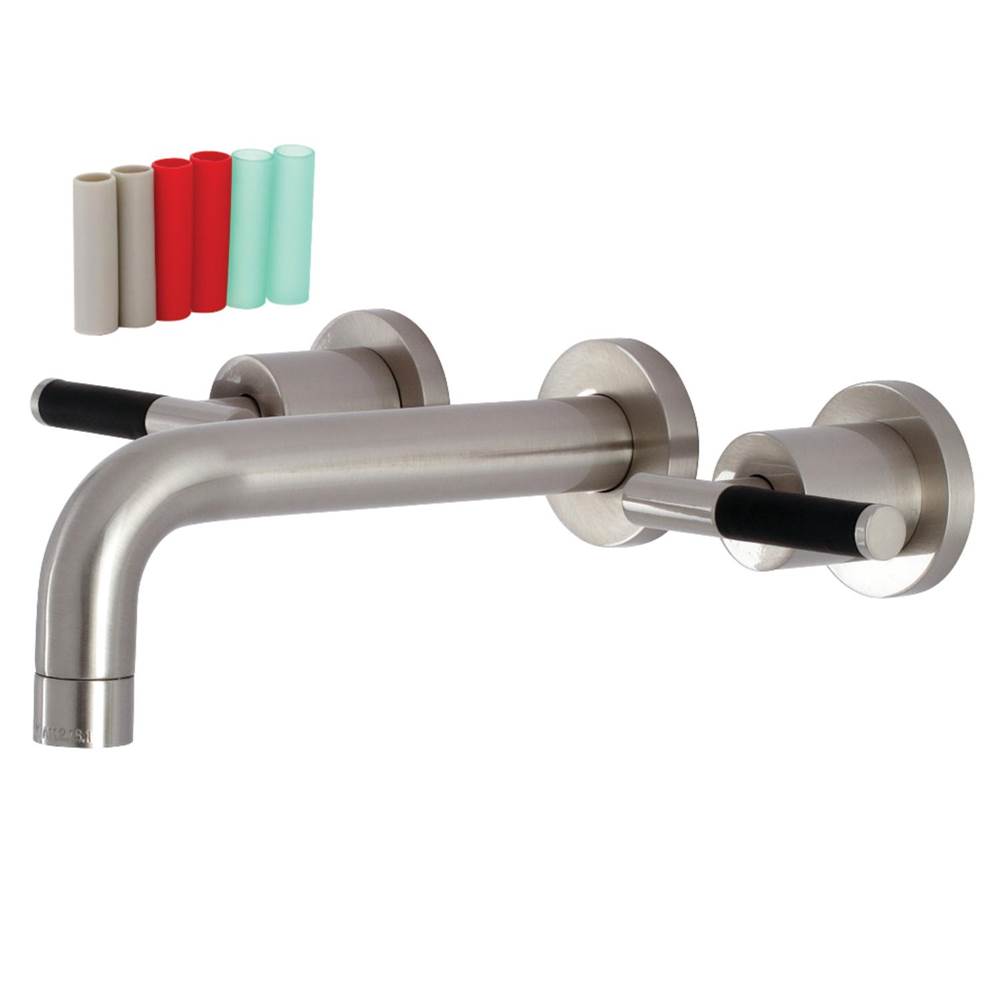 Kingston Brass Kaiser Two-Handle Wall Mount Bathroom Faucet, Brushed Nickel