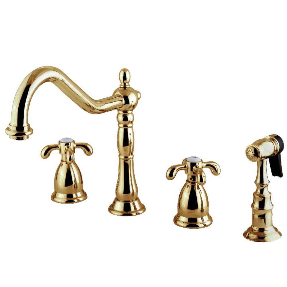 Kingston Brass Widespread Kitchen Faucet, Polished Brass