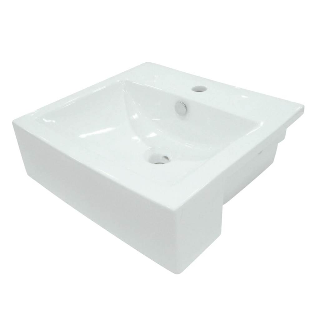 Kingston Brass Fauceture Concord Semi-Recessed Bathroom Sink, White