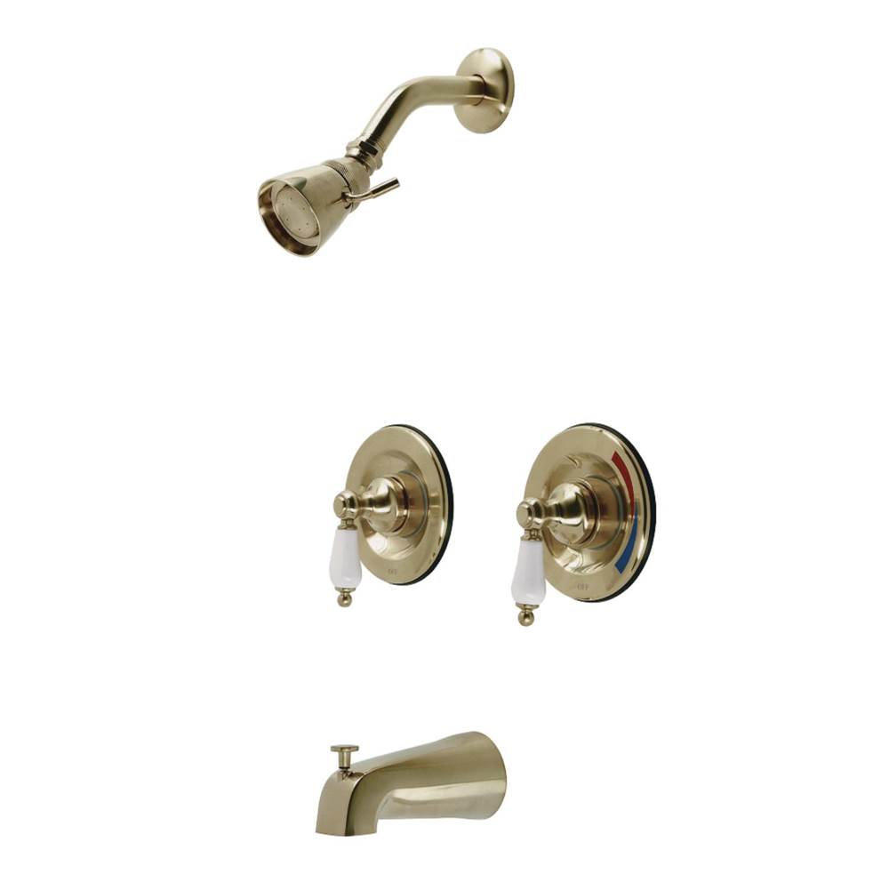 Kingston Brass Vintage Tub and Shower Faucet, Brushed Brass