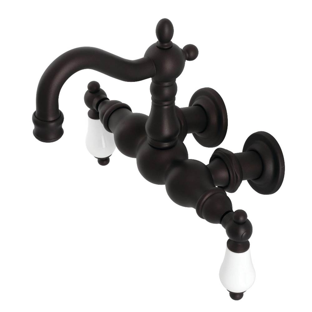 Kingston Brass Heritage 3-3/8'' Tub Wall Mount Clawfoot Tub Faucet, Oil Rubbed Bronze