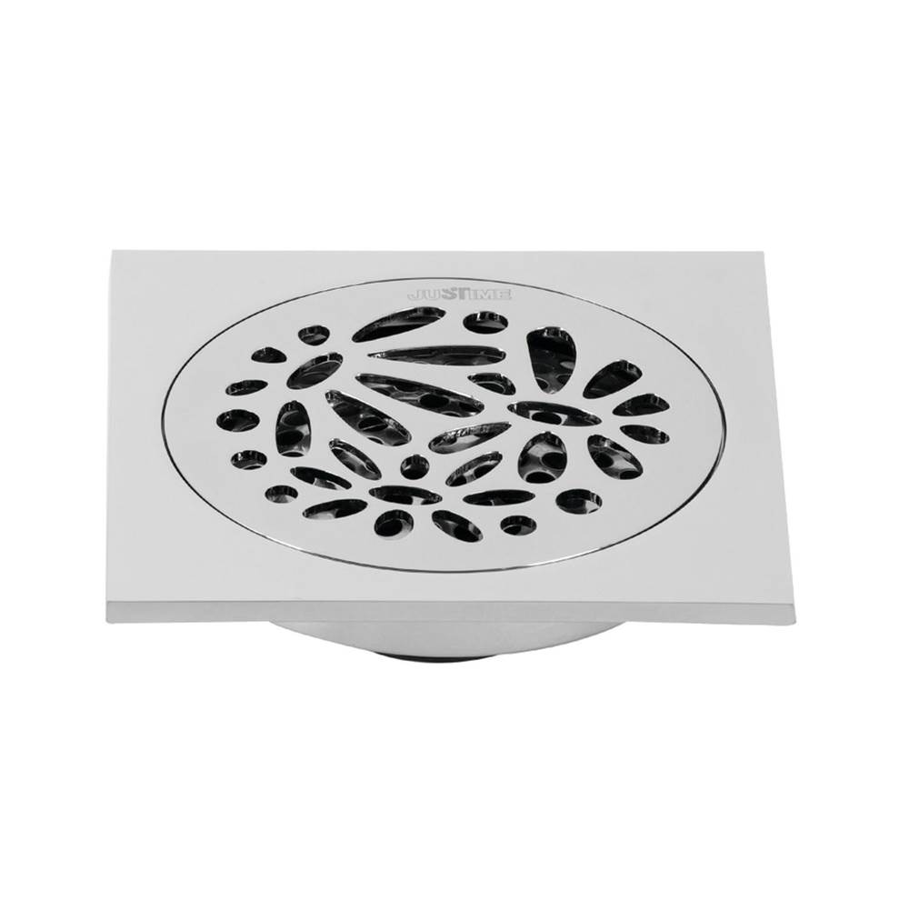 Kingston Brass Watercourse Floral 4'' Square Grid Shower Drain, Polished Chrome