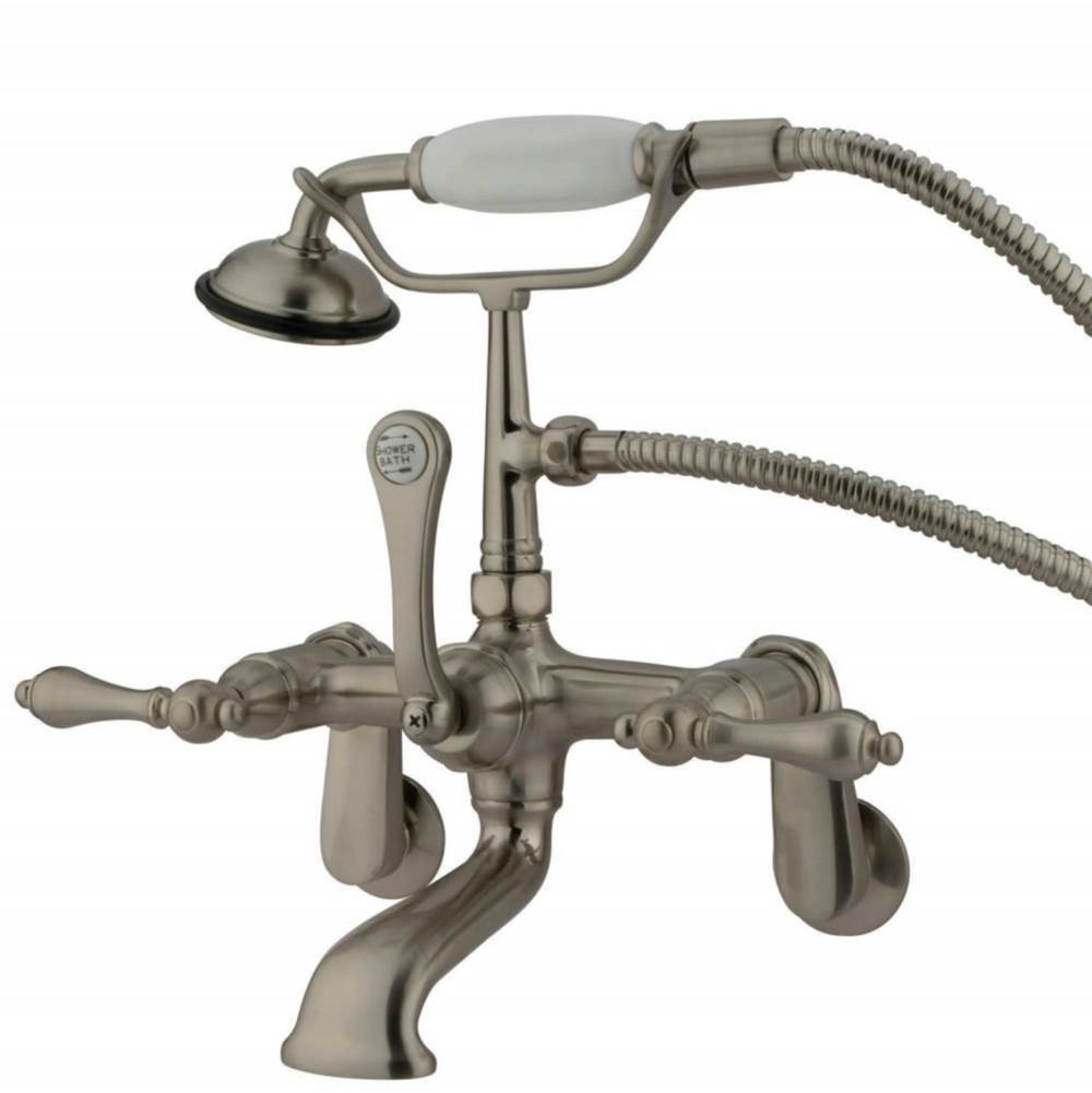 Kingston Brass Vintage Wall Mount Clawfoot Tub Faucet with Hand Shower, Brushed Nickel