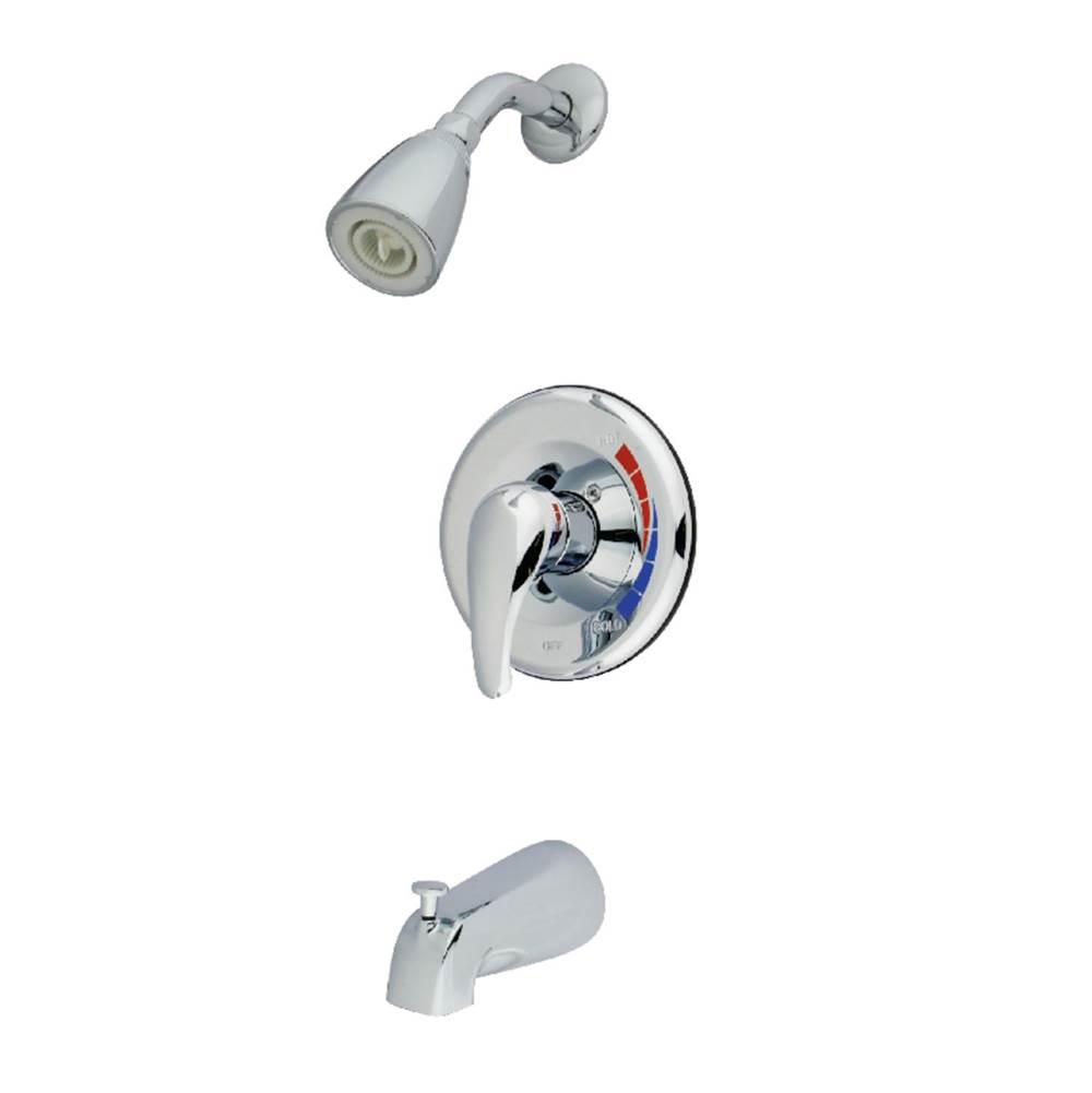 Kingston Brass Water Saving Chatham Tub & Shower Faucet with 1.5GPM Shower Head and Single Lever Handle, Polished Chrome