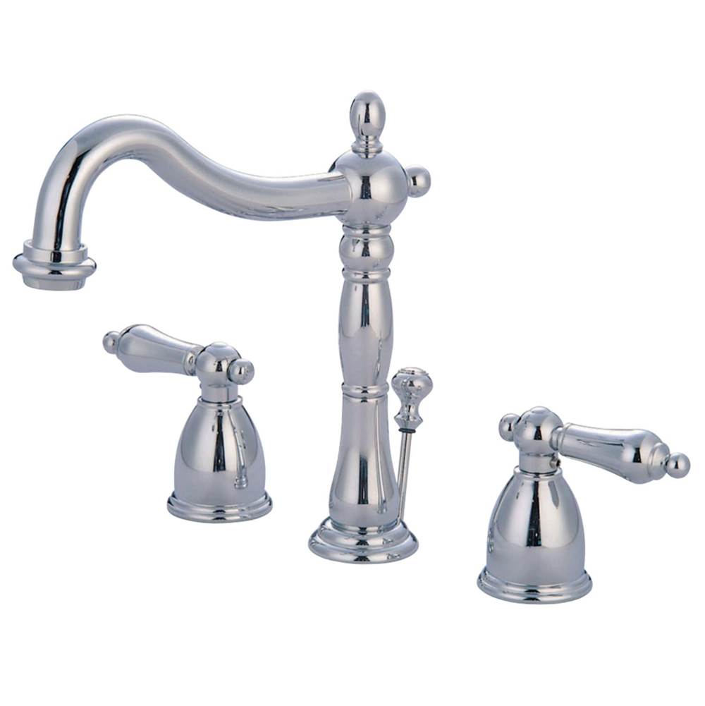 Kingston Brass Heritage Widespread Bathroom Faucet with Plastic Pop-Up, Polished Chrome