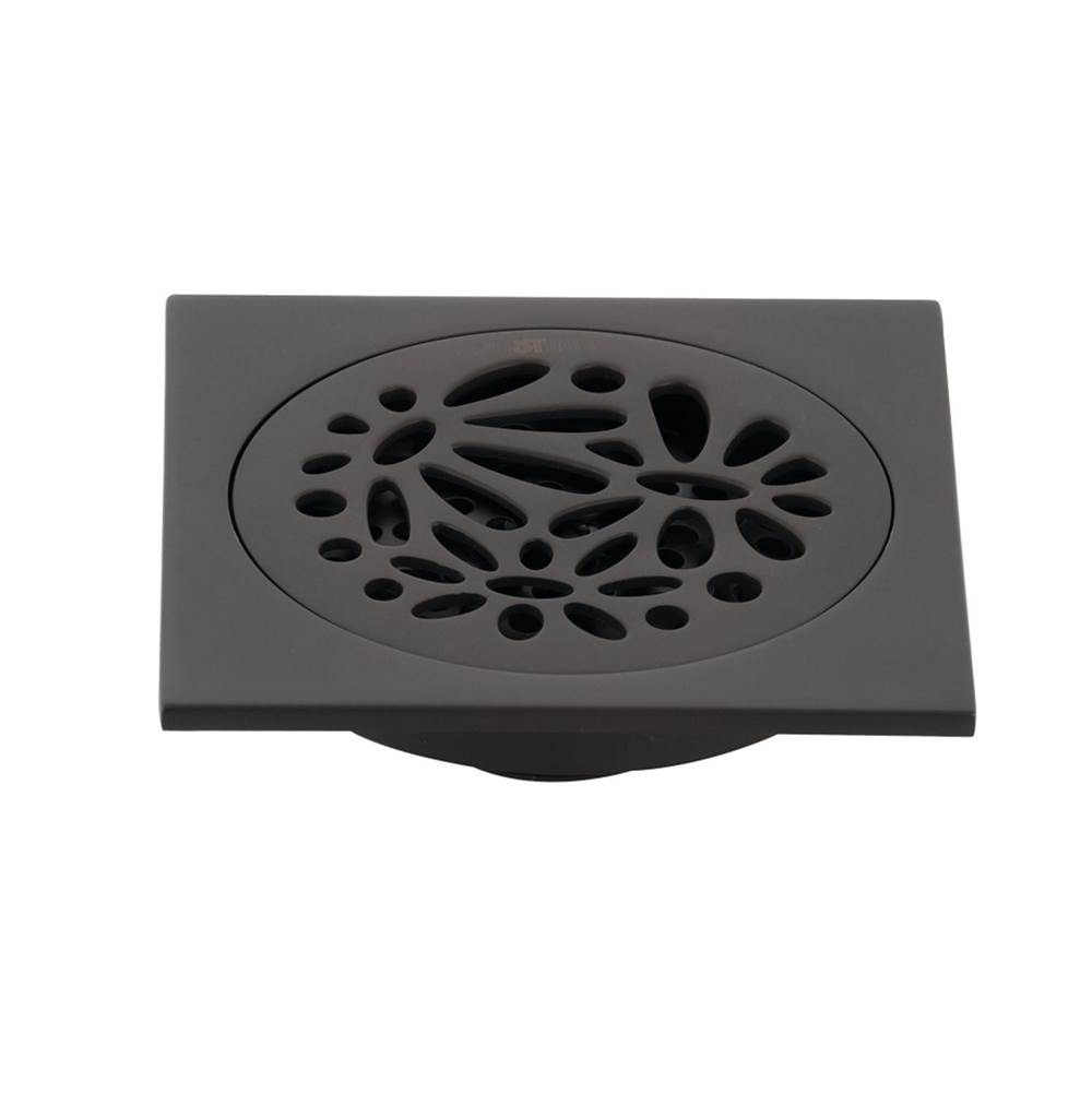 Kingston Brass Watercourse Floral 4'' Square Grid Shower Drain, Oil Rubbed Bronze