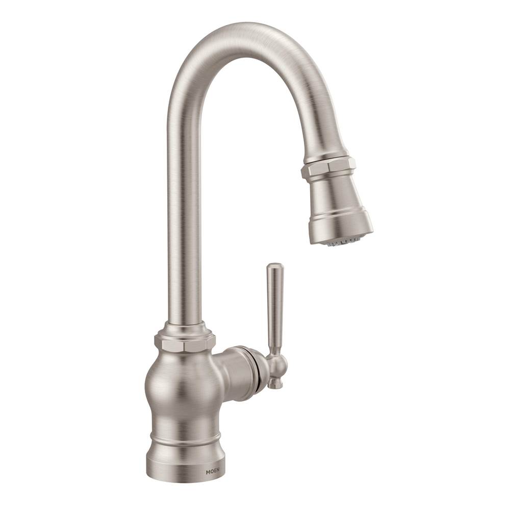 Moen Paterson One-Handle Pulldown Bar Faucet with Power Clean, Includes Interchangeable Handle, Spot Resist Stainless