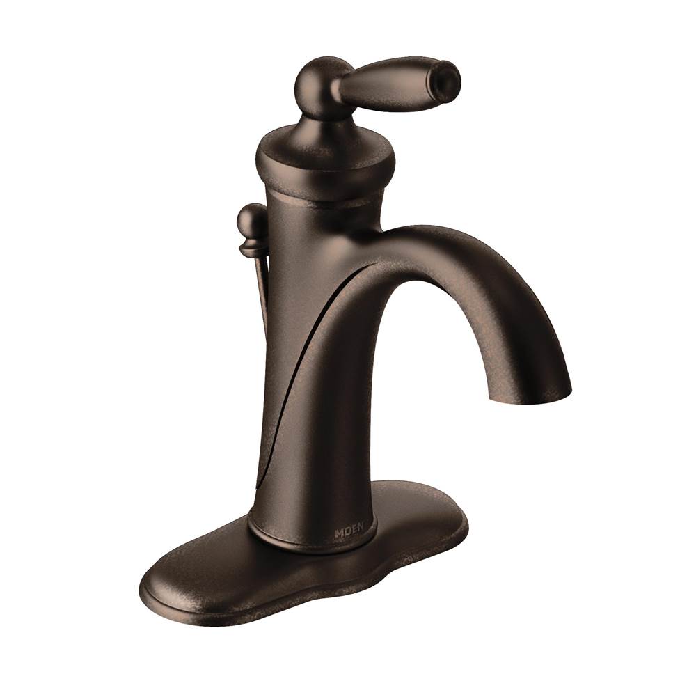 Moen Brantford One-Handle Low-Arc Bathroom Faucet with Optional Deckplate, Oil-Rubbed Bronze