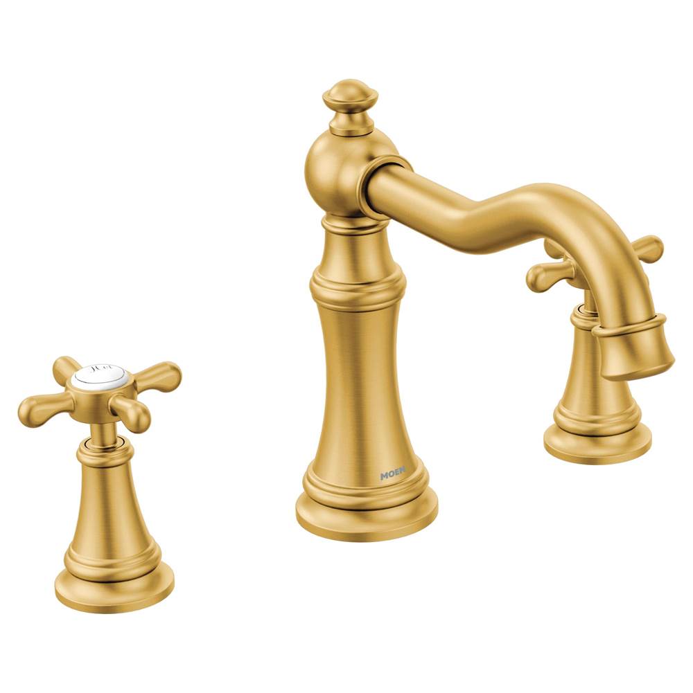 Moen Weymouth 2-Handle Deck-Mount High-Arc Roman Tub Faucet Trim Kit in Brushed Gold (Valve Sold Separately)
