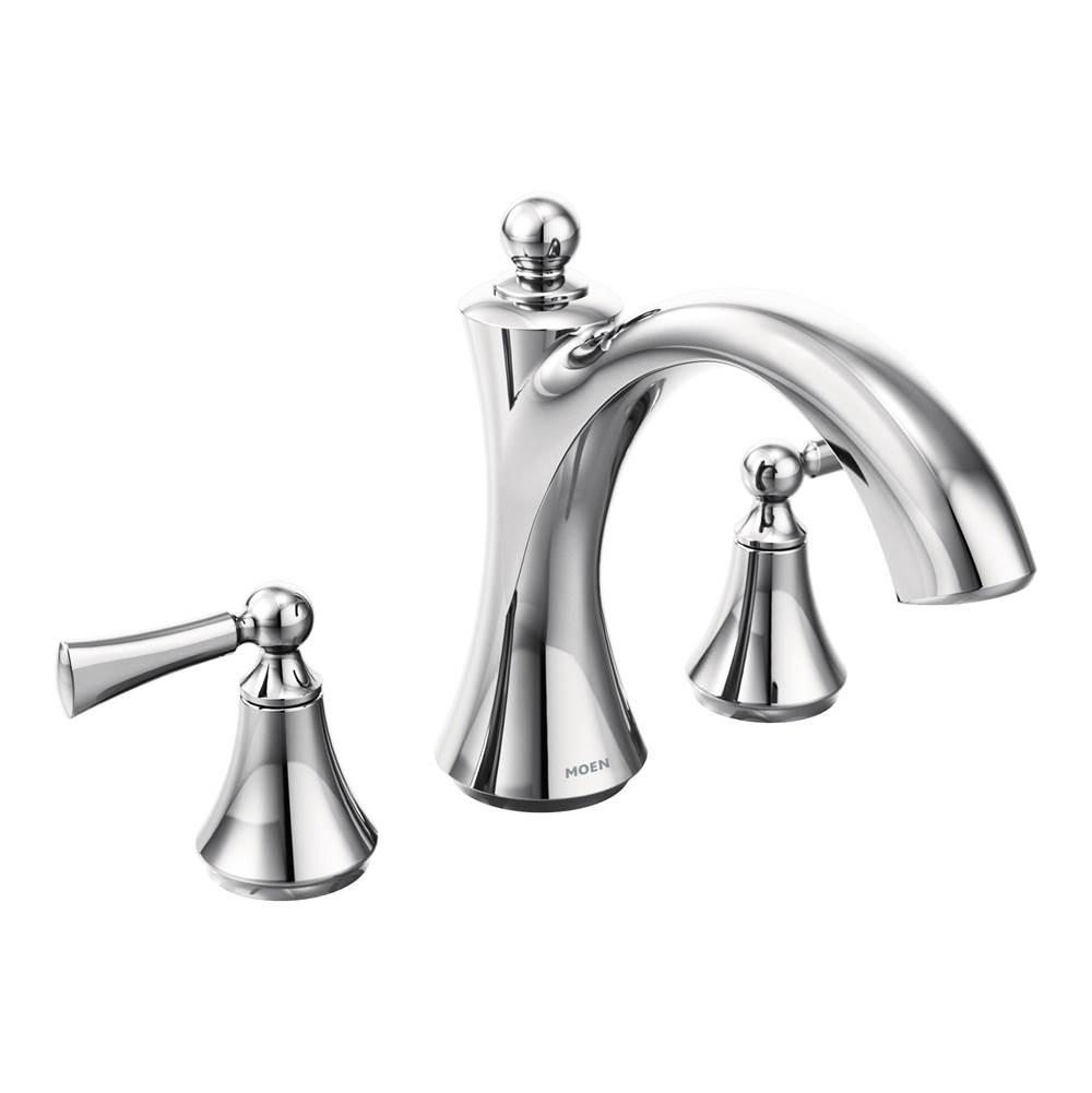 Moen Wynford 2-Handle Deck-Mount High-Arc Roman Tub Faucet Trim Kit with Lever Handles in Chrome (Valve Sold Separately)