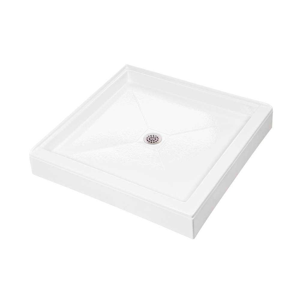MTI Baths 4848 Acrylic Cxl Center Drain Dual 2-Sided Integral Tile Flange - White
