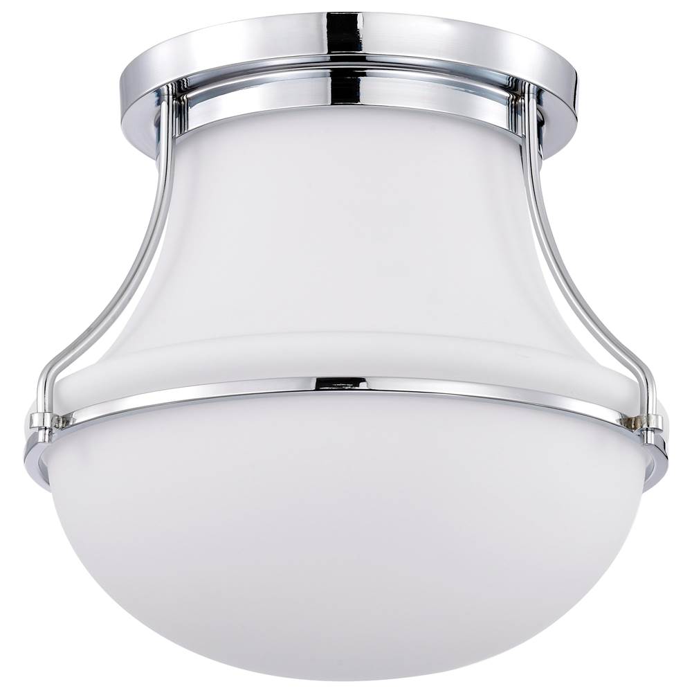 Nuvo Valdora 1 Light Flush Mount; 14 Inches; Polished Nickel; White Opal Glass