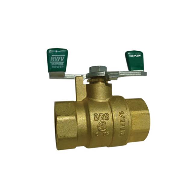 Red-White Valve 1 IN 150# WSP/600# WOG Brass Body,  Threaded Ends,  Chrome-Plated Ball,  PTFE Seats