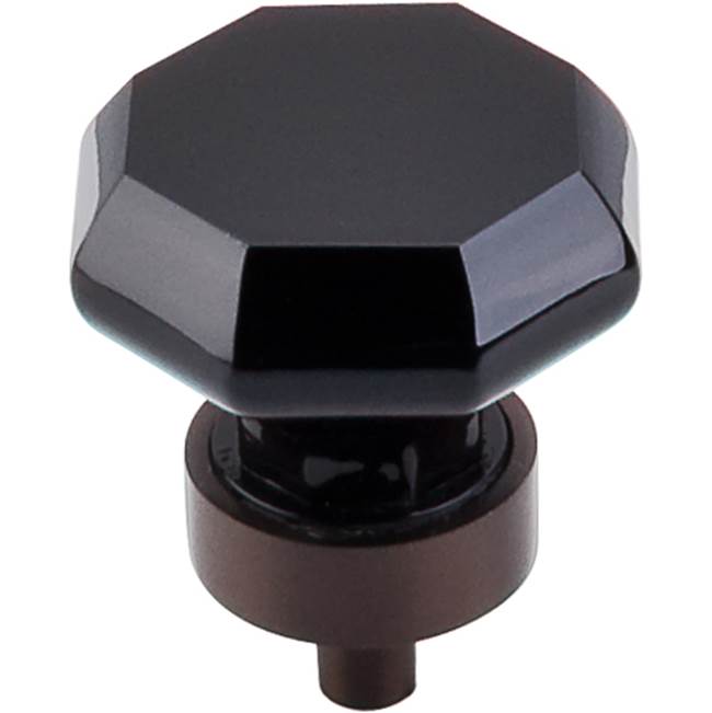 Top Knobs Black Octagon Crystal Knob 1 3/8 Inch Oil Rubbed Bronze Base