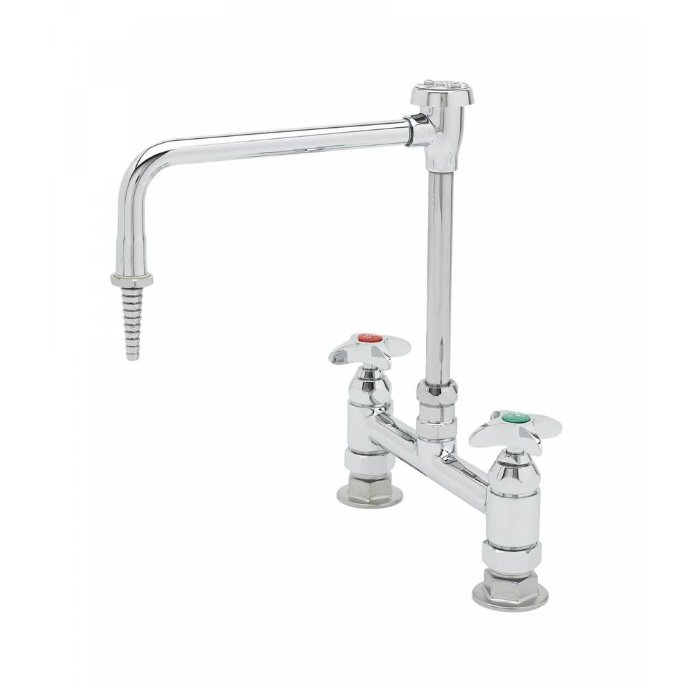 T&S Brass Laboratory Faucet w/ Restricted Swing VB Nozzle & Serrated Tip Outlet, 4-Arm Handles